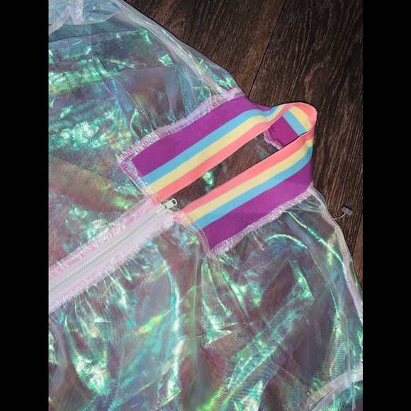 NWOT🌈Rainbow Holographic Transparent Jacket - Picture 15 of 16